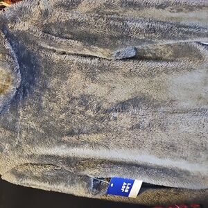 Cozy Gray Faux Fur Turtleneck Sweater